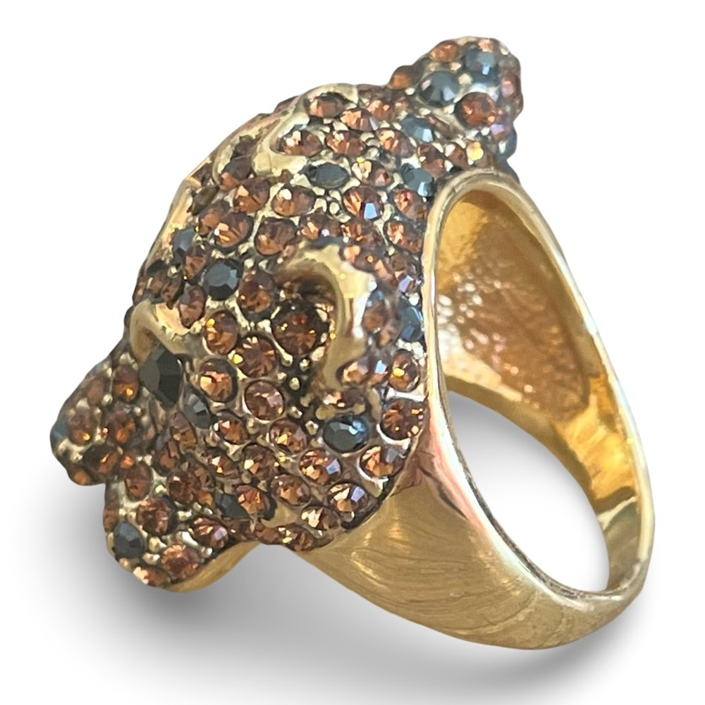 18k Gold Plated Topaz CZ Panther Ring Size 8 - Picture 5 of 10